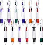 Tatuo 24 Pack Shuttle Pens with Buckle Clip Assortment Retractable Multicolor Ballpoint Pens 4 Neon Color Pens In One with Buckle Keychain On Top for Kids and Adults