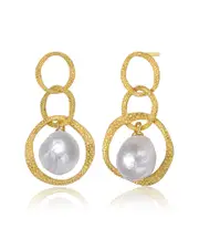 Genevive 14K Over Silver 11-10mm Pearl Earrings