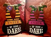 Halloween Party Witch Inside Cauldron "Enter If You Dare" Wall- Door Sign Decor