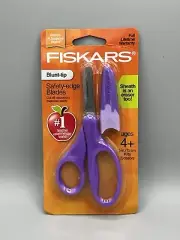 FISKARS Blunt-Tip Kids Scissors Safety Edge Blades 5-inch Sheath Eraser • Purple