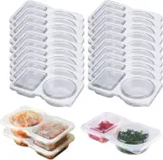 20Pcs Reusable Snack Container, Condiment Containers with Lid, 2 white