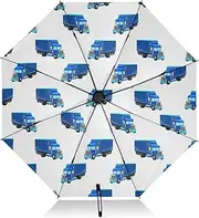 [RPLIFE] Windproof Travel Umbrella, Lightweight Portable Auto Open Close for Women, Travel Umbrellas for Rain, Wind and Sun, Cartoon Blue Trucks
