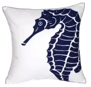 Embroidered Nautical Decor Pillow Cover,Square 18 Inches Decorative Canvas Pi...