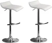 [Artiss] Bar Stools Stool Set of 2 Adjustable Kitchen Swivel Counter Barstools Dining Chair Chairs Gas Lift White in 56-77cm Seat Height Floor for Home Bar Dining Room Cafe Outdoor Indoor