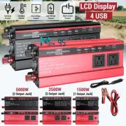 5000W 2500W Car Power Inverter DC 12V 24V To 110V AC Sine Wave Solar Converter