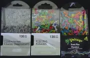 PUSH PINS for Display Boards, SELECT COLOR: CLEAR PRIMARY OR NEON 120 Pins/Pack