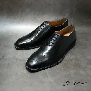 【jR SAM-真皮手工皮鞋 全裁片雕花紳士鞋 Whole Cut Brogue】【橡膠底】