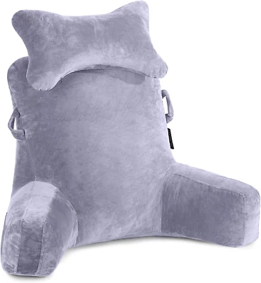 Reading Pillow-Extra Large 31" Bed Rest Pillow with Detachable Neck Roll & Arms