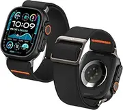[Spigen] Lite Fit Ultra Watch Band for Apple Watch Ultra 2/Ultra 49mm, Series 10 46mm, 9/8/7 45mm, SE2/SE/6/5/4 44mm, 3/2/1 42mm, Lightweight Fabric Adjustable Bands Solo Loop Sport Wristband - Black