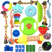 23 Pack for Fun and Teeth Cleaning, Chew Toys, Plush Toys, Squeaky Toy, Ropes, Balls for Puppy Small-Medium Dogs