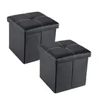 Leather Folding Storage Ottoman Coffee Table Small Foot Stool for Living
