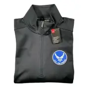 NWT Under Armour Tactical U.S. Air Force Black Loose Fit 1/2 Zip Mens M
