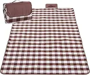 Xoxel Waterproof Thickened Picnic Blanket 79 x 79 - Extra Large Sandproof Beach Mat for Camping, Park & Outdoor, Lightweight Foldable Portable - Washable Outdoor Blanket（Brown）