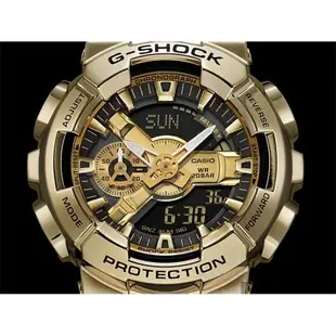 CASIO 卡西歐 G-SHOCK 重金屬工業風雙顯錶-黑金(GM-110G-1A9)