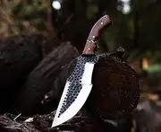 AU HUNTING EXPERT Handmade Tracker Knife - Full Tang Fixed Blade Knives with Sheath and Ergonomic Rose Wood Handle - 12″ D2 Carbon Steel Outdoor Knife