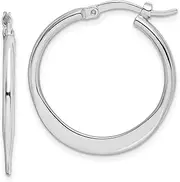[JewelryWeb] 925 Sterling Silver Solid Hinged Rhodium Plated Polished Hoop Earrings 25x25mm Wide 3mm Thick-Hoop Earring for Women