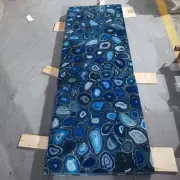 Blue Agate Stone Center Dining Table Kitchen Counter Desk Gemstone Cafeteria Dec