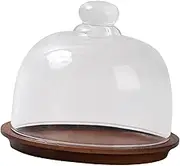 DimyFew Cake Stand with Glass Cover Cake Display Plate Dustproof Appetizer Plate Cheese Dome Serving Platter for Holiday Kitchen , 11cmx10.1cm
