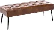 Duhome Button-Tufted Ottoman Bench, Upholstered Bedroom Benches Leather Footrest Stool Accent Bench Seat Furniture for Entryway Dining Room Living Room Bedroom End of Bed, Yellowish Brown