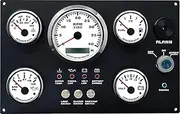 MOTOR METER RACING W Pro Series 5 Gauge Set Instrument Panel 85mm 3-3/8" Tachometer 52mm 2-1/16" Volt 12V Fuel Level Water Temperature & Oil Pressure White Dial Red LED Marine Boat Yacht Waterproof