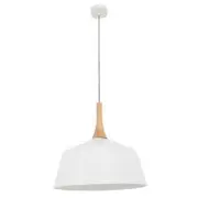 CLA Nordic Metal & Oak 400mm Medium Pendant Light - White