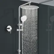 ACA WELS Round 12'' Ultrathin Rainfall Shower Head 3-MODE Handheld Set Gooseneck Arm Wall Rail Diverter Mixer Tap Chrome