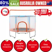 60 Inch Kids Trampoline Enclosure Safety Net Horizontal Bar