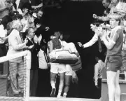 American tennis player Jimmy Connors is applauded by the crowd as - Old Photo