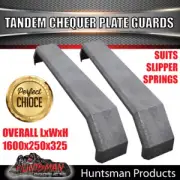 Pair 250mm Tandem Trailer Mudguards Chequer Steel Suited Slipper Springs 2.5mm