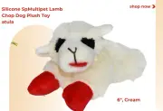 Lamb Chop Squeaky Dog Toy - Soft Plush Pet Puppy Chew Toy, 6" Cream