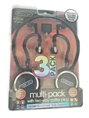 3 Pack Headphone Multipack Two Way Splitter Plug Folding Over Ear Buds Chorded