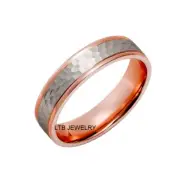 14K WHITE & ROSE GOLD HAMMERED FINISH WEDDING BANDS, TWO TONE GOLD WEDDING RINGS