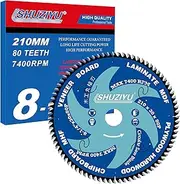 LSHUZIYU, 210mm 80T, Industrial Grade, Centre Hole 30mm with 25.4-22.23-20-15.88mm Washer. Ultra Thin Kerf 2.0mm. Wood Cutting Circular Saw Blade, Mitre Saw Blade, Table Saw Blade