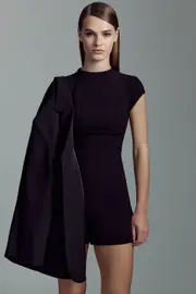 delphi cap sleeve playsuit in black