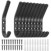 Wall Hooks for Hanging Coats - 10 Pack Black 3.2'' Double Hook Design, Hat Or...