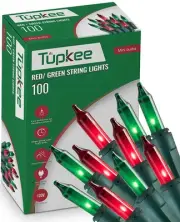 Christmas String Lights 100 Count - Incandescent Mini Red and Green Warm Lights
