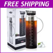 Airtight 68 Oz Cold Brew Jug with Silicone Seal & Adjustable Filter Strength