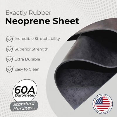 Neoprene Sheet 1/16 x 12 x 24 in Rubber Mat Strip Gasket Material Made in USA