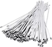 100 Pcs Stainless Steel 12 Inch Exhaust Wrap Coated Metal Locking Cable Zip Ties