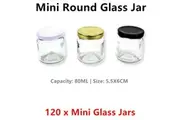 120 x Round Mini Glass Jars 80ML Storage Container Can Spice Honey Paint Oil Art