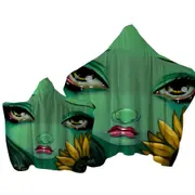 Faces of Faery #19 Green Girl with Sunflower Towel with Hood