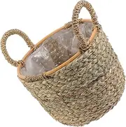GETAJGHSD Woven Plant Basket with Plastic Liner Decorative Succulent Planter for Home Storage Multi Purpose Woven Container Versatile Storage for Sundries and Plants