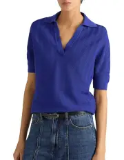 [David Lawrence] Delja Cotton Knit Polo in Marina