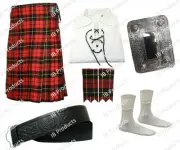 IB Wallace Kilt Set 6 Pieces Jacobite Shirt Kilt Outfit For Men Size 28" to 50"