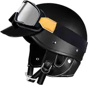 Motorcycle Helmet Motorcycle Jet Helmet with Personalized Goggles Removable Ear Liners Open Helmet Fits Adult Men and Women Cruiser Moped DOT/ECE Approved