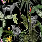 CHIHUT 17.7”x100” Zebra Wallpaper Stick and Peel Tropical Green Palm Leaf Wallpaper Removable Self Adhesive Jungle Animal Wall Mural Wall Décor Renter Friendly Wallpaper for Kids Room Walls Cabinets