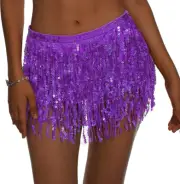 Belly Dance Skirt Hip Scarf Sequins Fringe Skirt Bohemian Dress Tassel Disco ...