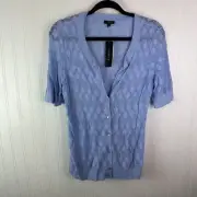 Talbots NWT Sweater Cardigan size Medium Petite Light blue