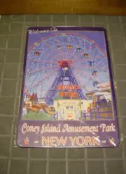 CONEY ISLAND AMUSEMENT PARK NEW YORK METAL SIGN, WELCOME TO WONDER FERRIS WHEEL