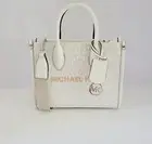 Michael Kors Mirella Small Shopper Top Zip Crossbody Handbag MK Optic White